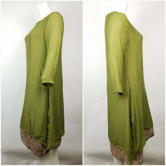 Hanyi Fushi Maxi Dress Boho Modern Guaze Green Size XXL - Picture 2 of 7